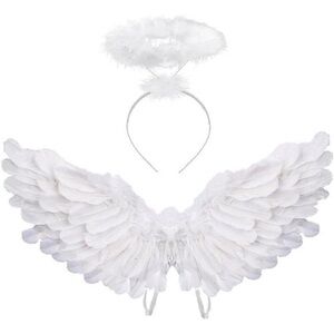 Angel Costume Wings Halo Angel for‎ Girls Kids Women Adult Halloween Christmas